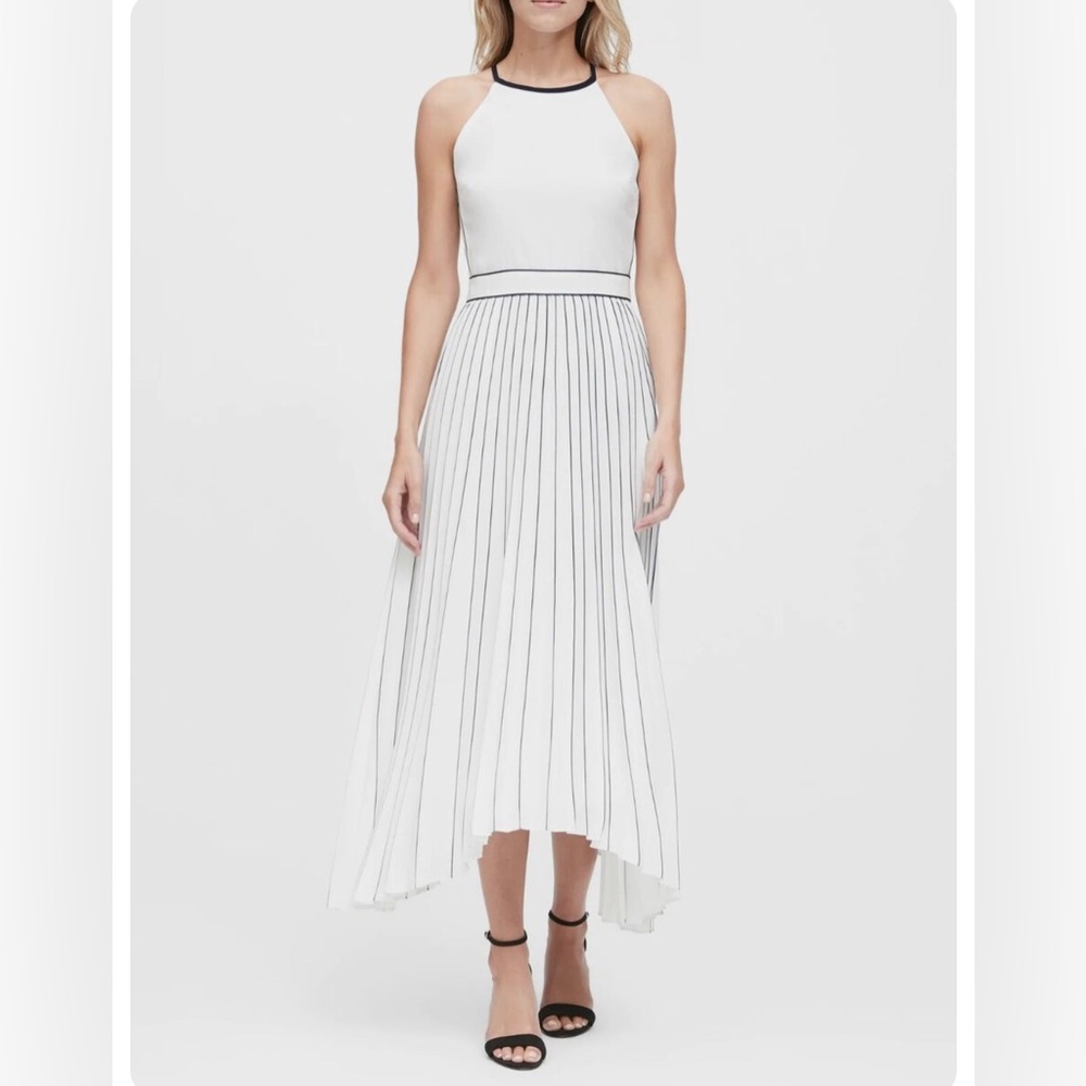 Banana Republic White Pleated Halter Dress